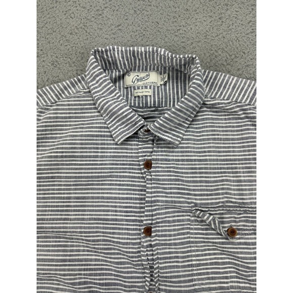 Grayers Button Up Shirt Mens XL Gray White Striped Lightweight Breathable Pocket - Picture 3 of 8